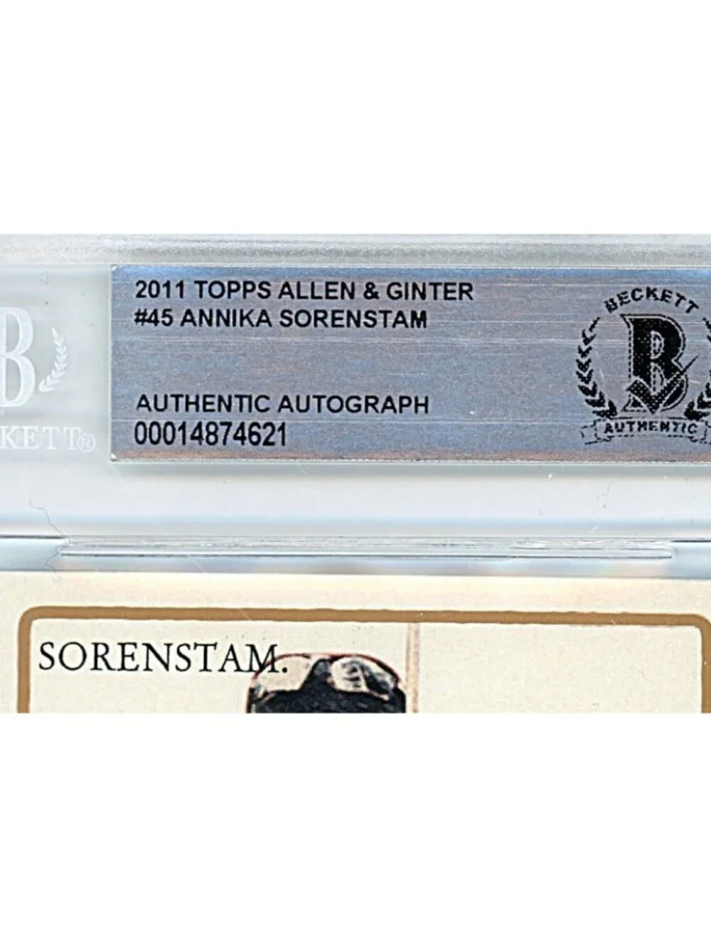 Annika Sorenstam Signed 2011 Allen Ginters LPGA Golf Card Beckett Slab Autograph